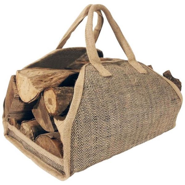 Sac à bûches en toile de jute renforcée