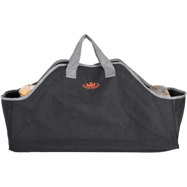 Sac à bûches en polyester noir - FANCY FLAMES