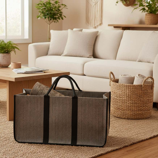 Sac à bûches en toile de jute - AUBRY GASPARD