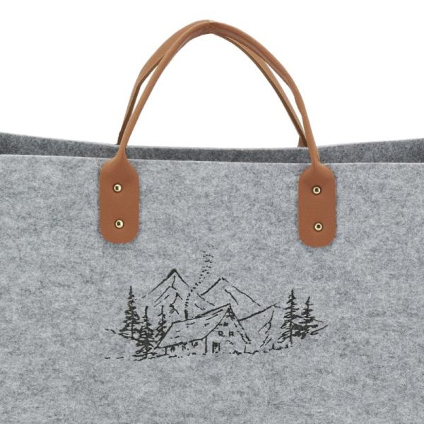 Sac à bûches en feutrine gris Montagne - 17,90