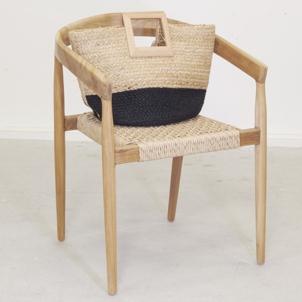 Sac cabas en jute et bois naturel et noir - 7