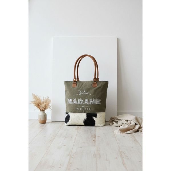 Sac en coton et peau de vache Madame rebelle - AUBRY GASPARD