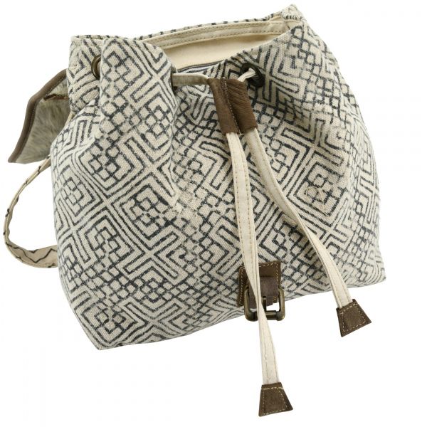 Sac à dos en coton et peau de vache Globe Trotteur - 64,90