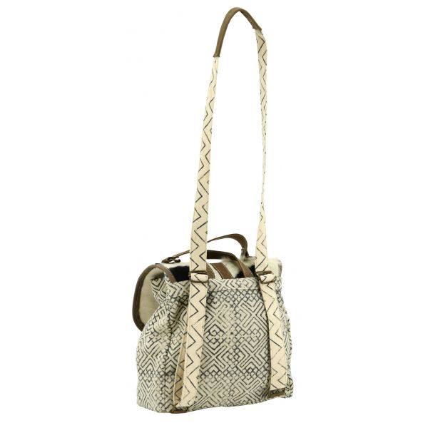 Sac à dos en coton et peau de vache Globe Trotteur - 6