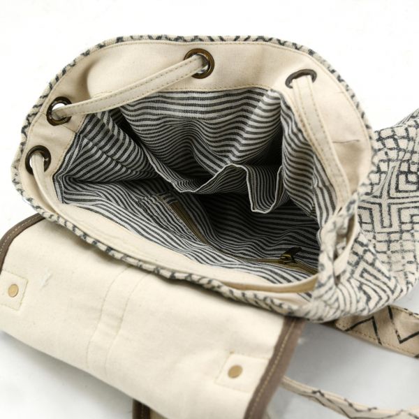 Sac à dos en coton et peau de vache Globe Trotteur - 7