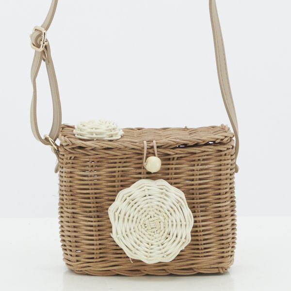 Sac enfant en rotin et cuir appareil photo - 24,90