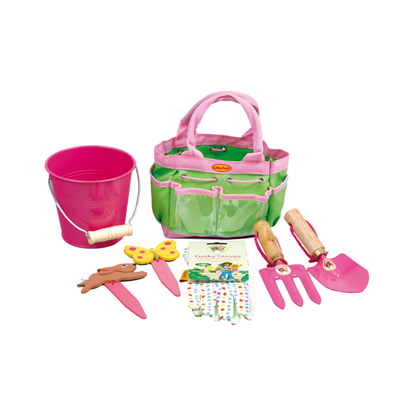 Sac De Jardinage Enfant 6 Accessoires Vert Rose