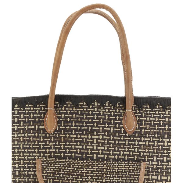 Sac en jonc teinté et anses en cuir - AUB-5094