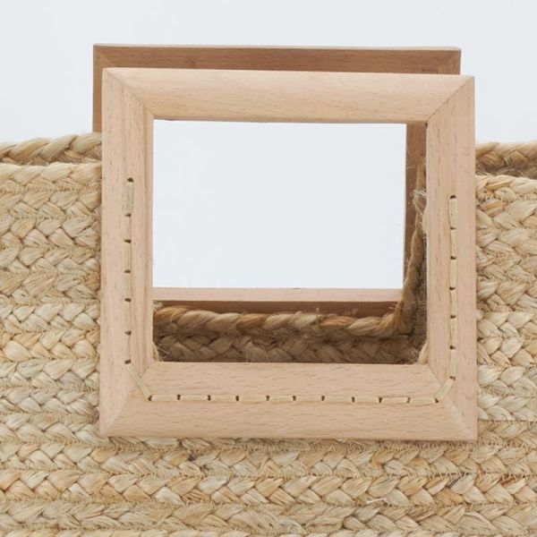Sac cabas en jute et bois naturel et noir - 34,90