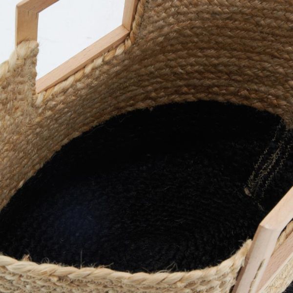 Sac cabas en jute et bois naturel et noir - 5