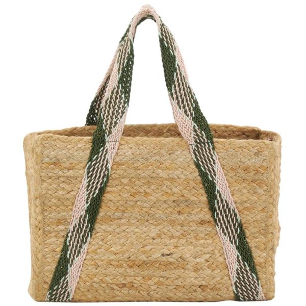 Sac en jute rectangulaire et poche en coton kaki - AUBRY GASPARD