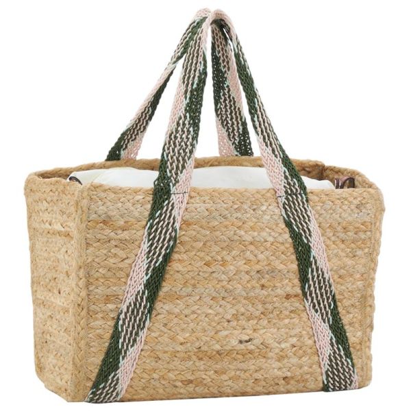 Sac en jute rectangulaire et poche en coton kaki