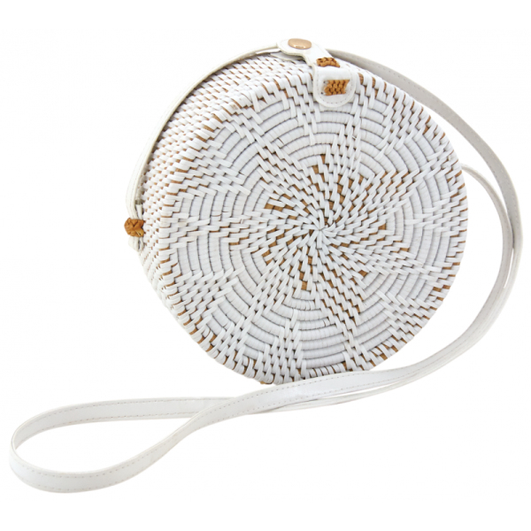 Sac rond en rotin piqué