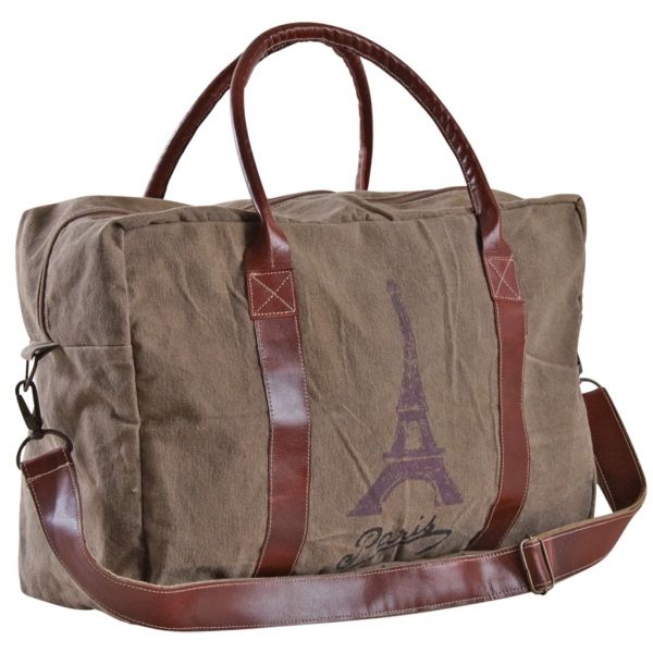 Sac de voyage en coton et cuir Tour Eiffel