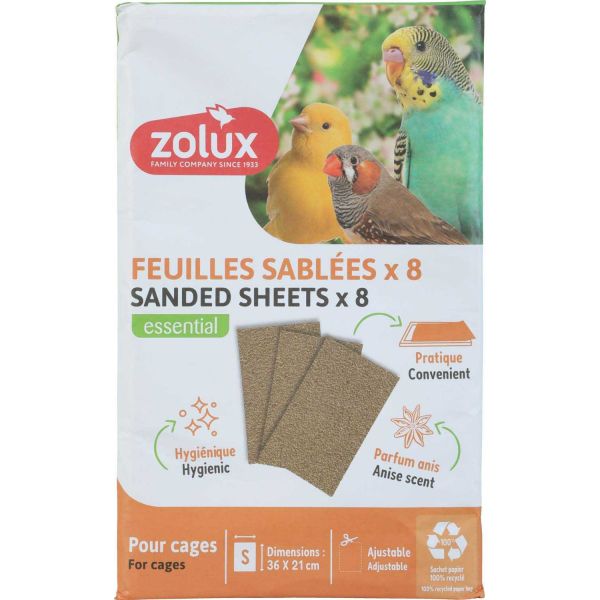 Sachet de feuilles sablées pour cage oiseaux domestiques - ZOL-2421