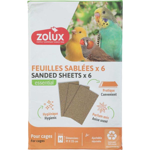 Sachet de feuilles sablées pour cage oiseaux domestiques - ZOL-2422