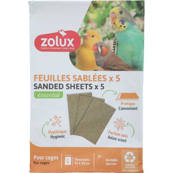 Sachet de feuilles sablées pour cage oiseaux domestiques - ZOL-2423