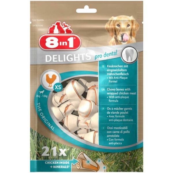 Sachet 21 os à mâcher pour chien Delights pro dental - 8 IN 1