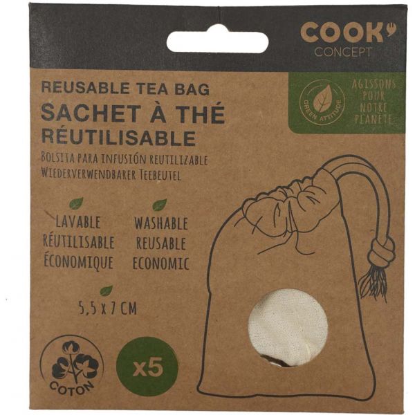 Sachets de thé réutilisables green attitude (Lot de 5) - CMP-2709
