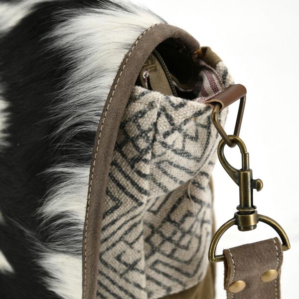 Sac à bandoulière en coton et peau de vache - AUB-4207