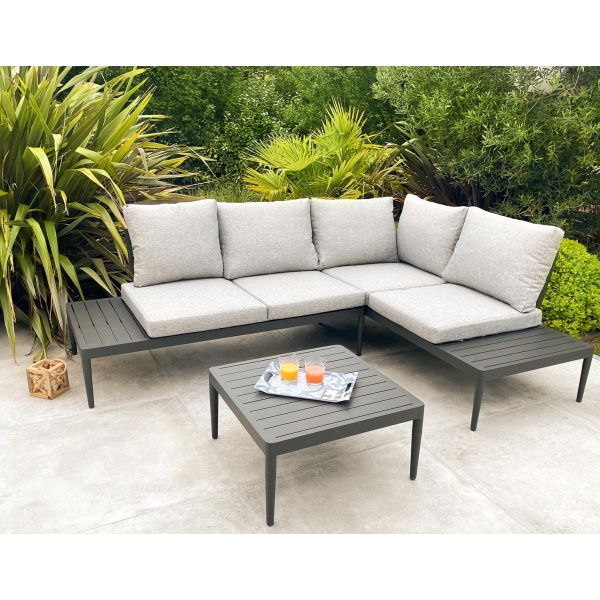 Salon d'angle de jardin 4 places en aluminium Ankara