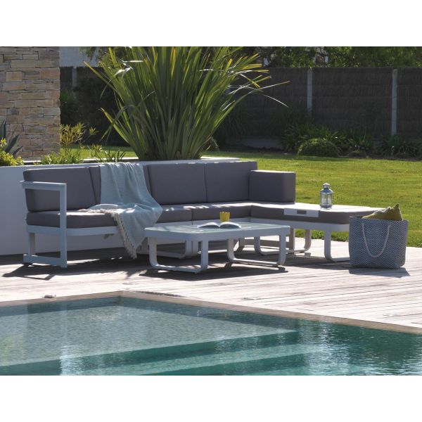 Salon de jardin bas Cayenne aluminium anthracite DCB Garden 7 personnes