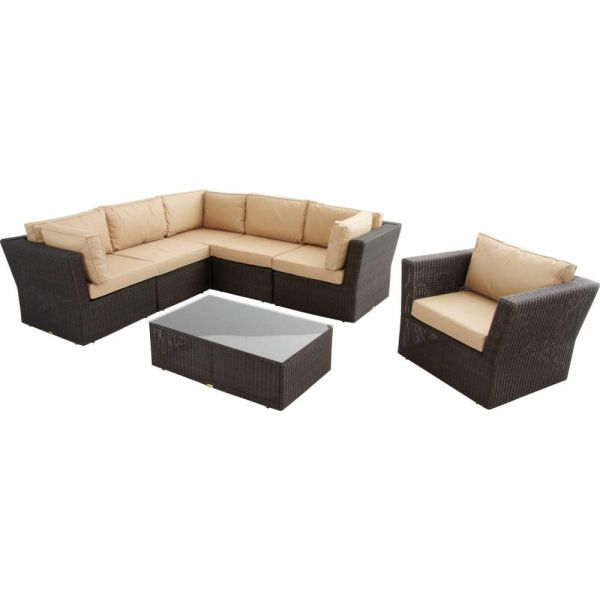 Salon de jardin Cosy 7 pièces en polyrésine mordorée