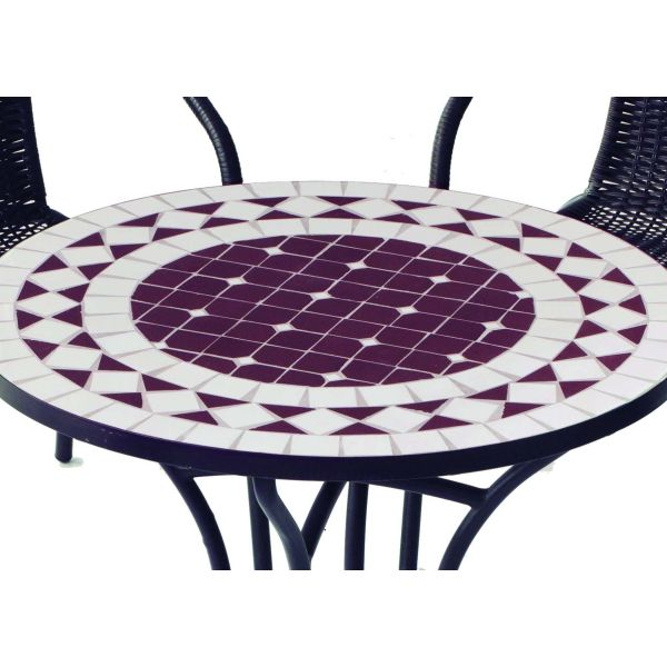 Salon de jardin en acier plateau mosaïque 4 personnes - HEVEA