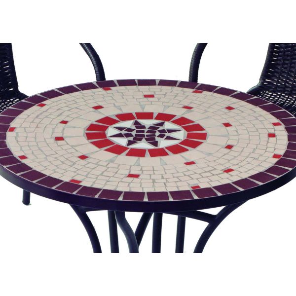 Salon de jardin en acier plateau mosaïque 4 personnes - HEVEA