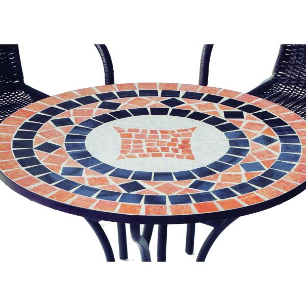 Salon de jardin en acier plateau mosaïque 4 personnes - HEVEA