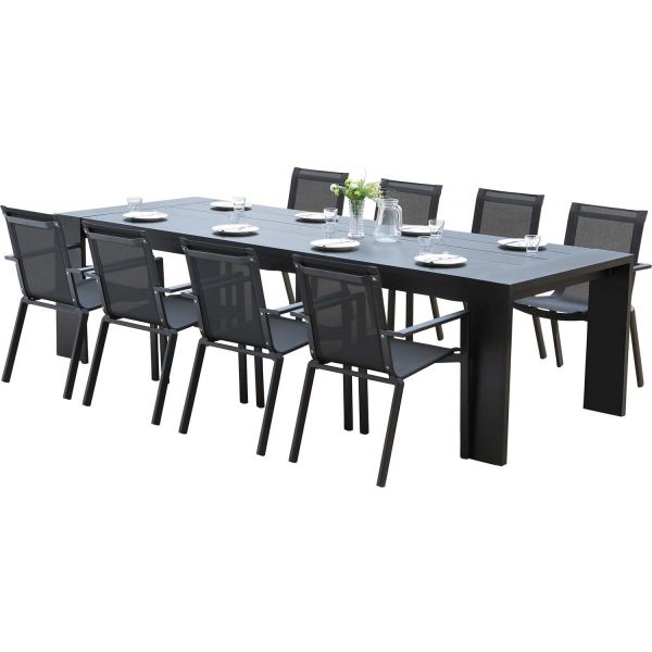 Salon de jardin en aluminium gris Ibiza 8 personnes