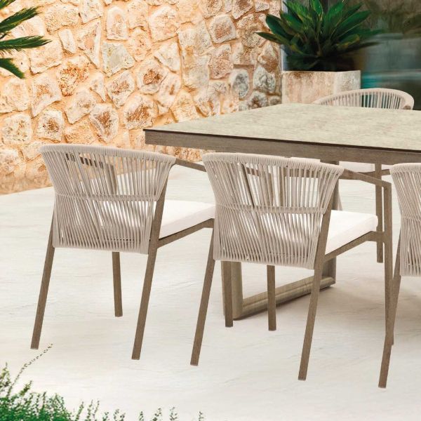 Salon de jardin en aluminium imitation bois 6 personnes Masai - 