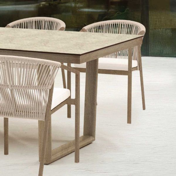 Salon de jardin en aluminium imitation bois 6 personnes Masai - IND-0658