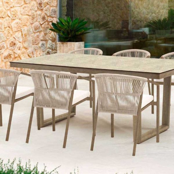 Salon de jardin en aluminium imitation bois 6 personnes Masai
