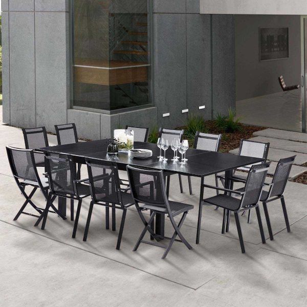 Salon de jardin en aluminium et verre Black star