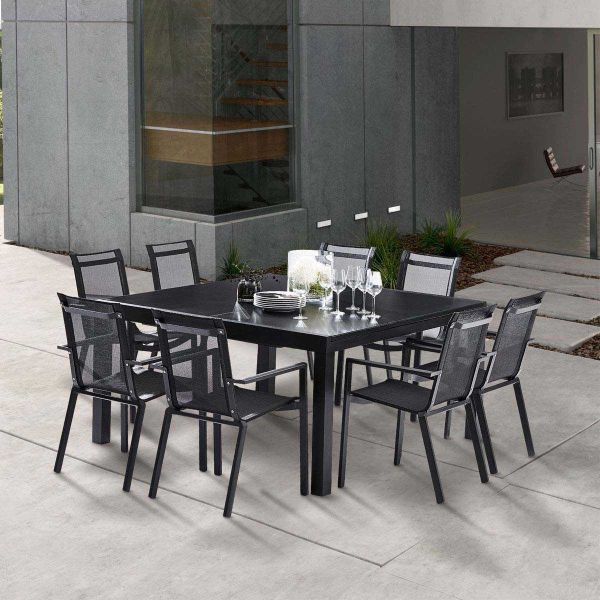 Salon de jardin en aluminium et verre Black star