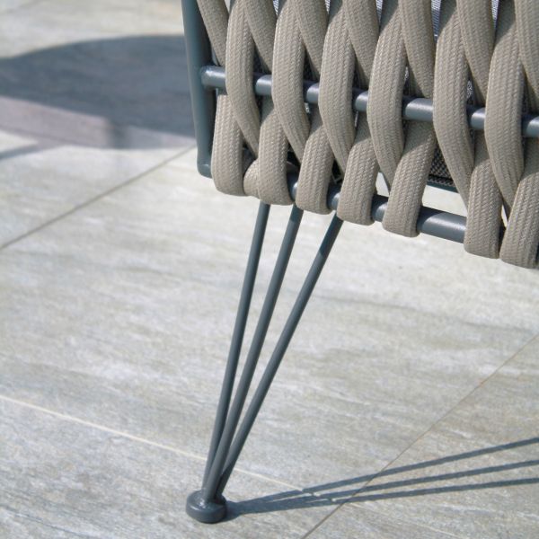 Salon de jardin bas 4 places en corde tissée taupe et acier Capri - 6