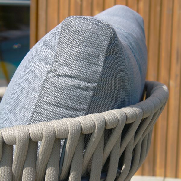 Salon de jardin bas 4 places en corde tissée taupe et acier Capri - 7