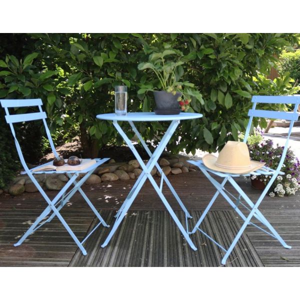 Salon de jardin bistrot nuances de bleu