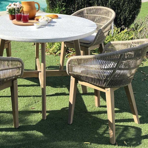 Salon de jardin en bois et cordes tressées 4 personnes Polinesia - IND-0654
