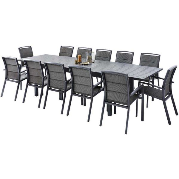 Salon de jardin design en aluminium anthracite 12 fauteuils Modulo - 7