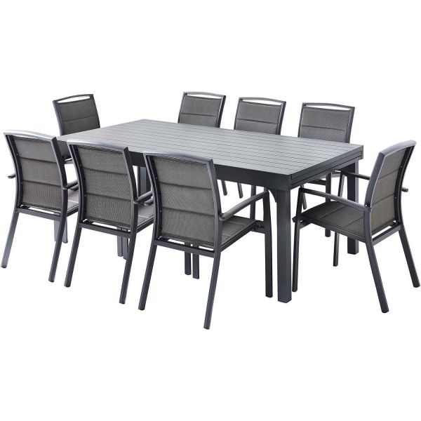 Salon de jardin design en aluminium anthracite 8 fauteuils Modulo - WILSA GARDEN