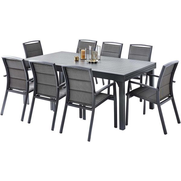 Salon de jardin design en aluminium anthracite 8 fauteuils Modulo - 7