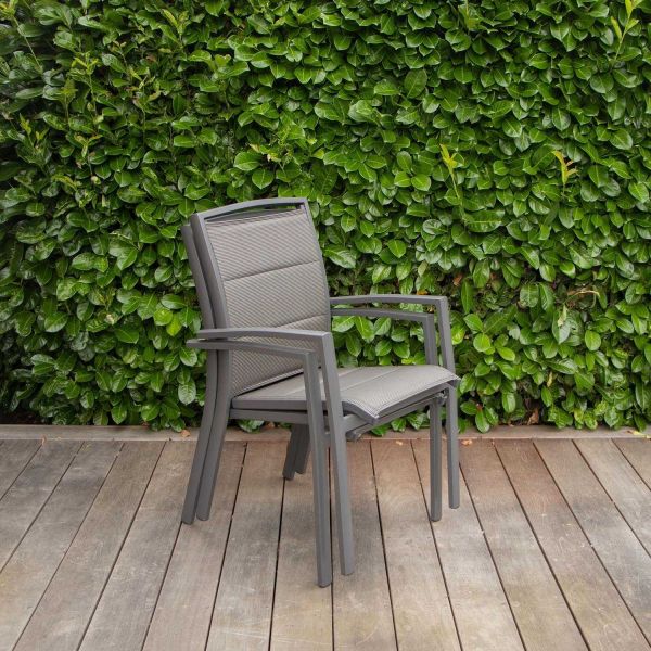 Salon de jardin design en aluminium anthracite 8 fauteuils Modulo - 8