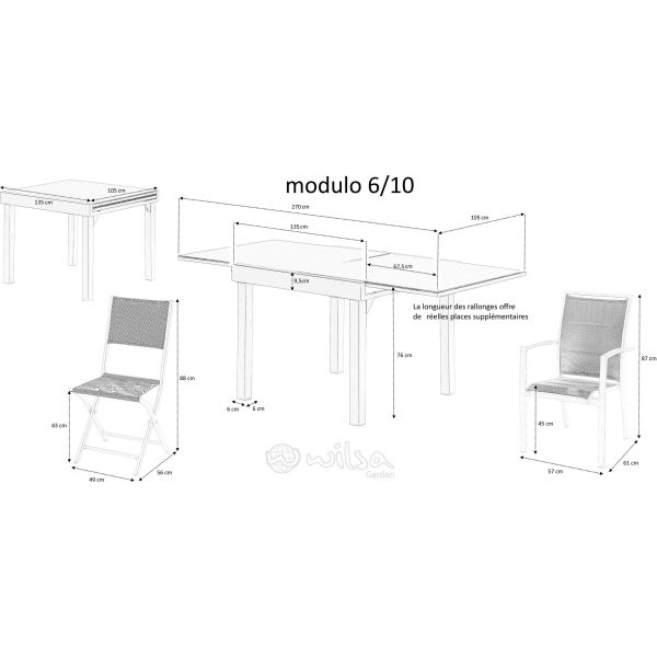 Salon de jardin design 6 à 10 personnes Modulo - WIS-0267
