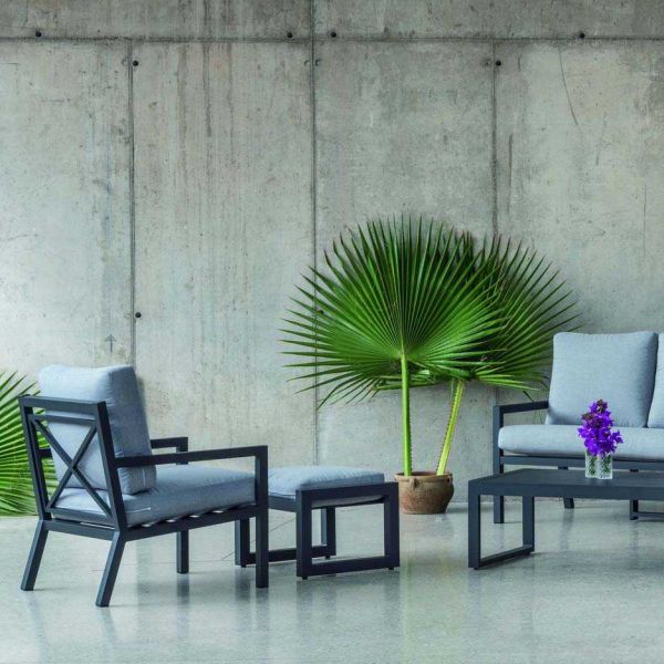 Salon de jardin détente en aluminium anthracite 5 places Dounvil - HEVEA