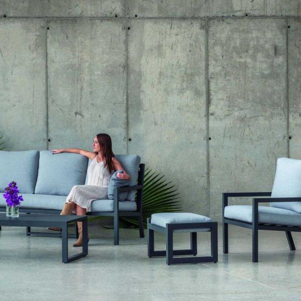 Salon de jardin détente en aluminium anthracite 5 places Dounvil - IND-0634