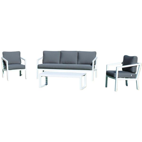 Salon de jardin détente en aluminium blanc Acapulco - HEVEA