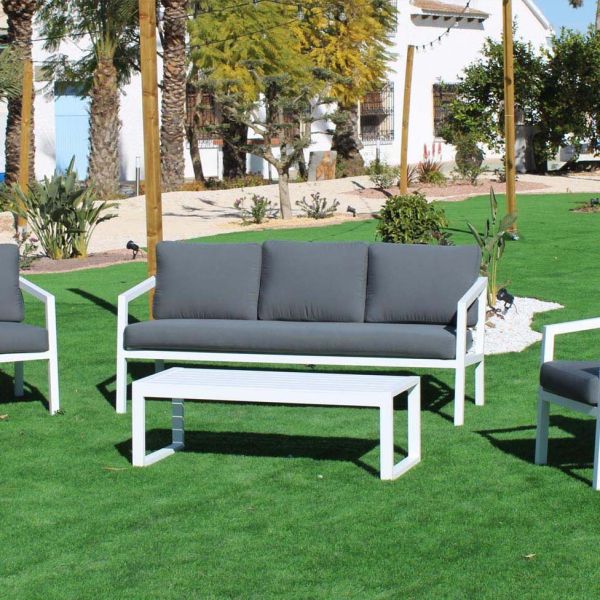 Salon de jardin détente en aluminium blanc Acapulco