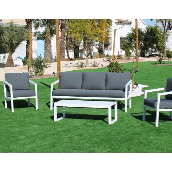 Salon de jardin détente en aluminium blanc Acapulco